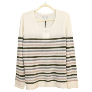 41 HAWTHORN Stitch Fix Rella Striped Cashmere Crewneck Fitted Pullover Womens XL